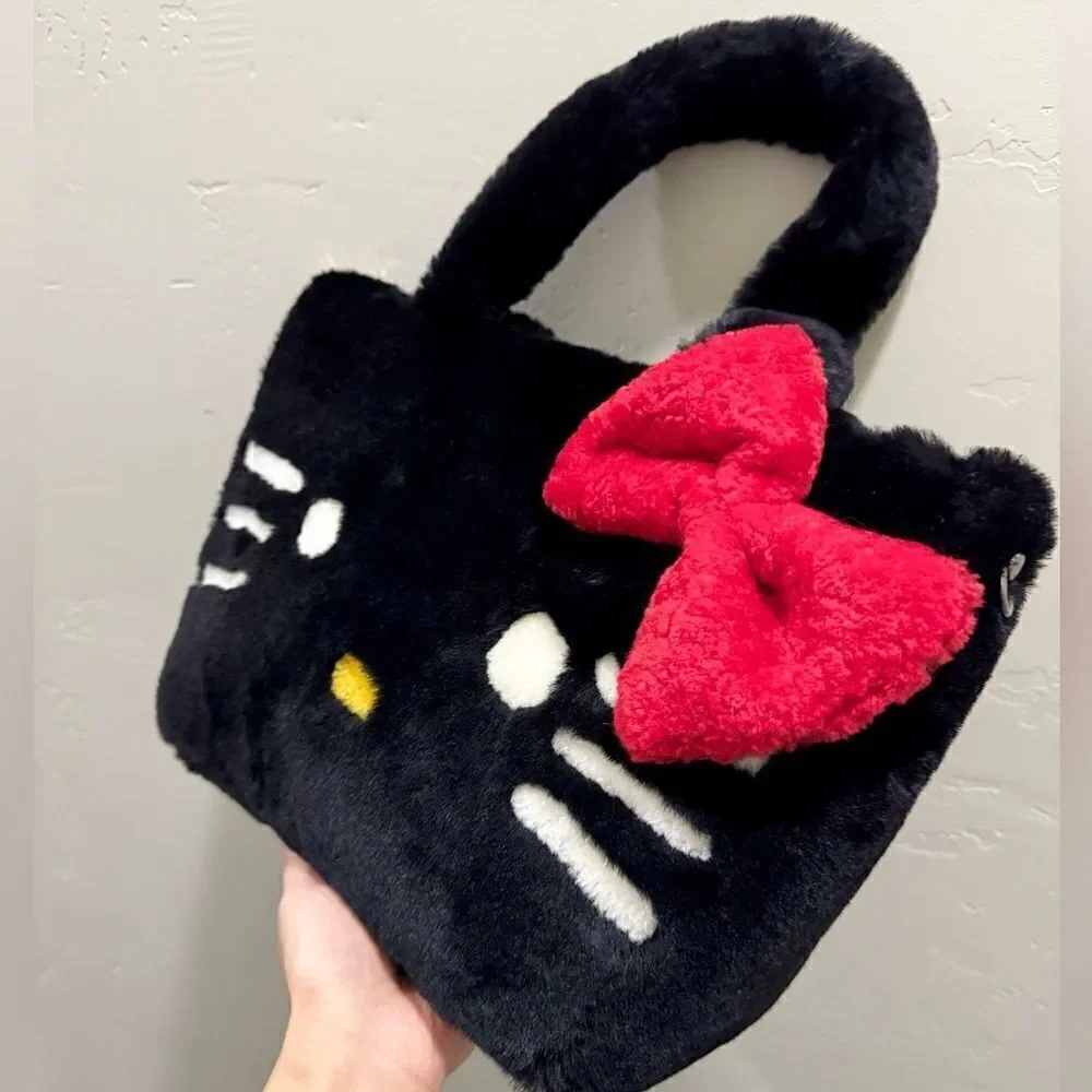 Colorblock Handmade Real Shearling Kitty Cat Large Tote/Shoulder Bag/Crossbody